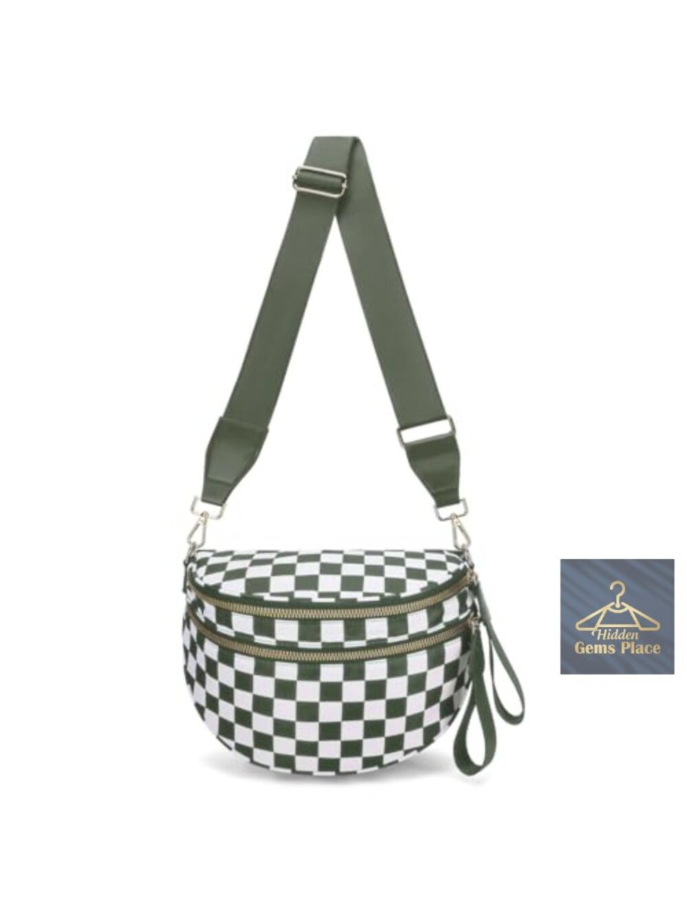 Checkered Crossbody Bag with Adjustable Shoulder Strap